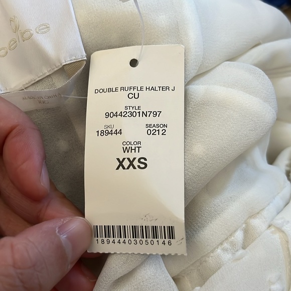 NWT bebe White Ruffle Swiss Dot Halter Convertible Romper XXS - Picture 11 of 16